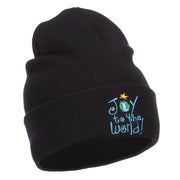 Joy to the World Embroidered Long Beanie