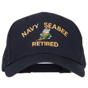 US Navy Seabee Retired Military Embroidered Solid Cotton Pro Style Cap