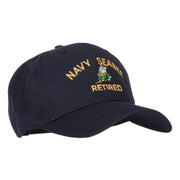 US Navy Seabee Retired Military Embroidered Solid Cotton Pro Style Cap