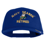 US Navy Seabee Retired Military Embroidered Solid Cotton Twill Pro Style Cap - Royal OSFM
