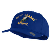 US Navy Seabee Retired Military Embroidered Solid Cotton Twill Pro Style Cap - Royal OSFM
