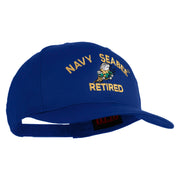 US Navy Seabee Retired Military Embroidered Solid Cotton Twill Pro Style Cap - Royal OSFM