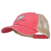 Manta Ray Embroidered Washed Trucker Cap