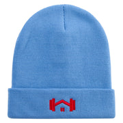 Gym at Home Logo Embroidered 12 Inch Long Knitted Beanie - Sky-Blue OSFM