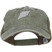 Manta Ray Embroidered Washed Trucker Cap