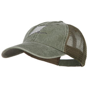 Manta Ray Embroidered Washed Trucker Cap