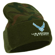 US Air Force Veteran Symbol Embroidered Camo Long Beanie