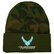 US Air Force Veteran Symbol Embroidered Camo Long Beanie