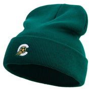 Soccer Logo Embroidered 12 Inch Long Knitted Beanie - Dk-Green OSFM