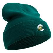 Soccer Logo Embroidered 12 Inch Long Knitted Beanie - Dk-Green OSFM