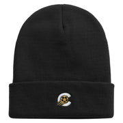 Soccer Logo Embroidered 12 Inch Long Knitted Beanie - Black OSFM