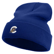 Soccer Logo Embroidered 12 Inch Long Knitted Beanie - Royal OSFM