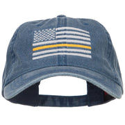 Thin Yellow Line Silver USA Flag Embroidered Washed Cap