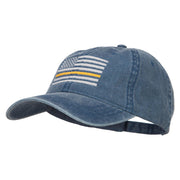 Thin Yellow Line Silver USA Flag Embroidered Washed Cap