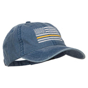 Thin Yellow Line Silver USA Flag Embroidered Washed Cap