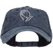 Praying Hands Outline Embroidered Washed Cotton Cap