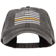 Thin Yellow Line Silver USA Flag Embroidered Washed Cap