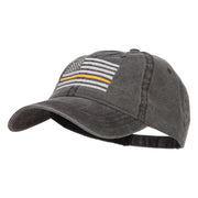 Thin Yellow Line Silver USA Flag Embroidered Washed Cap