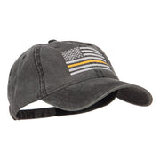 Thin Yellow Line Silver USA Flag Embroidered Washed Cap