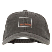 Wyoming with Map Outline Embroidered Washed Cotton Twill Cap