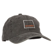 Wyoming with Map Outline Embroidered Washed Cotton Twill Cap