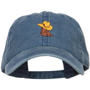 Cowboy Boots and Hat Embroidered Washed Cap