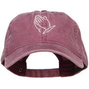 Praying Hands Outline Embroidered Washed Cotton Cap