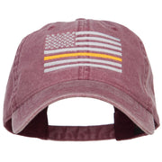 Thin Yellow Line Silver USA Flag Embroidered Washed Cap