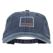 Wyoming with Map Outline Embroidered Washed Cotton Twill Cap