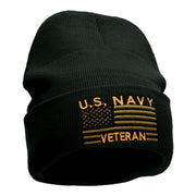 U.S. Navy Veteran Embroidered Long Knitted Beanie