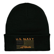 U.S. Navy Veteran Embroidered Long Knitted Beanie