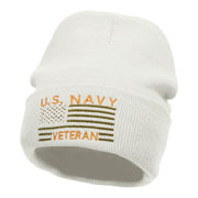 U.S. Navy Veteran Embroidered Long Knitted Beanie