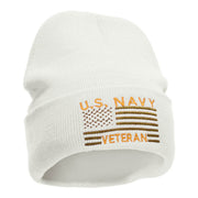 U.S. Navy Veteran Embroidered Long Knitted Beanie