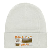 U.S. Navy Veteran Embroidered Long Knitted Beanie