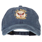 US Navy Veteran Circle Symbol Embroidered Washed Cotton Twill Cap