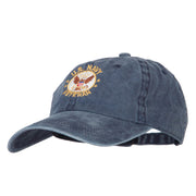 US Navy Veteran Circle Symbol Embroidered Washed Cotton Twill Cap