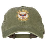 US Navy Veteran Circle Symbol Embroidered Washed Cotton Twill Cap