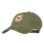 US Navy Veteran Circle Symbol Embroidered Washed Cotton Twill Cap