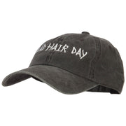 Phrase of Bad Hair Day Embroidered Washed Buckle Cap