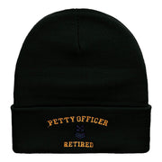 Petty Officer Retired Embroidered Long Knitted Beanie