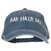 Phrase of Bad Hair Day Embroidered Washed Buckle Cap