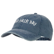 Phrase of Bad Hair Day Embroidered Washed Buckle Cap