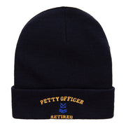 Petty Officer Retired Embroidered Long Knitted Beanie