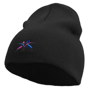 Abstract Design of People Dancing Embroidered 8 inch Acrylic Short beanie - Black OSFM