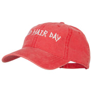 Phrase of Bad Hair Day Embroidered Washed Buckle Cap