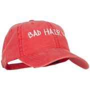 Phrase of Bad Hair Day Embroidered Washed Buckle Cap