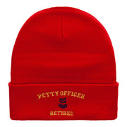 Petty Officer Retired Embroidered Long Knitted Beanie