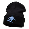 Snowboarding Silhouette Embroidered Long Knitted Beanie