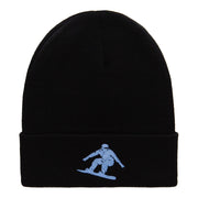 Snowboarding Silhouette Embroidered Long Knitted Beanie