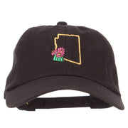 Arizona Saguaro with Map Embroidered Unstructured Washed Cap